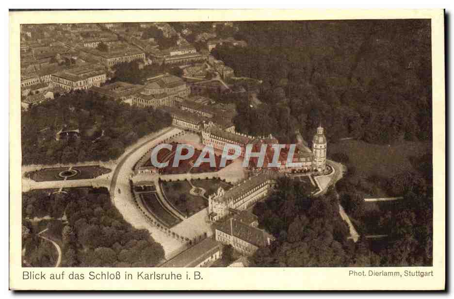 CPA Aviation Dirigeable Zeppelin Blick auf das Schloss in Karlsruhe i B  — Verso