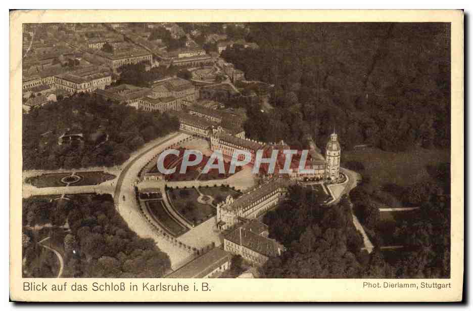 CPA Aviation Dirigeable Zeppelin Blick auf das Schloss in Karlsruhe in B — Rückseite
