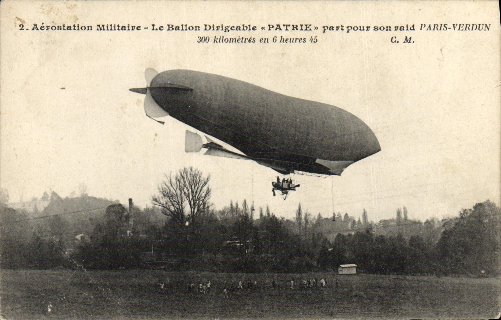 CPA Aviation Dirigeable Patrie part pour son raid Paris Verdun Zeppelin 