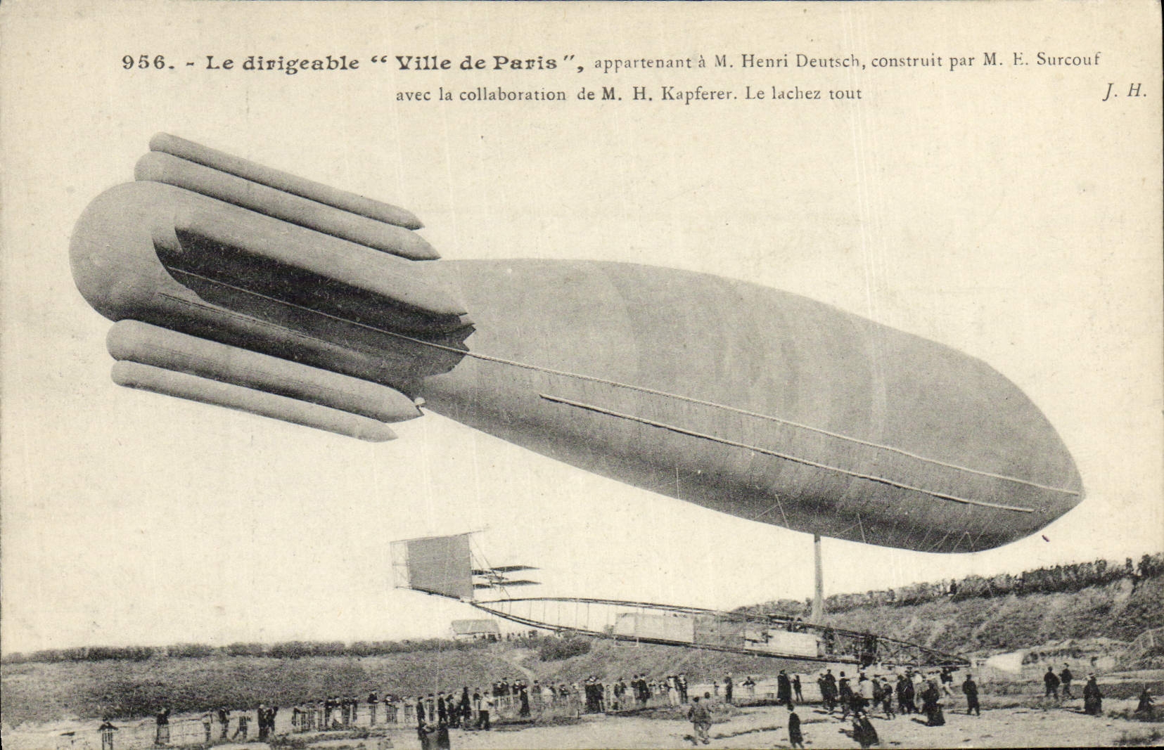 CPA Aviation Dirigeable Ville de Paris Henri Deutsch Surcouf Kapferer Zeppelin 
