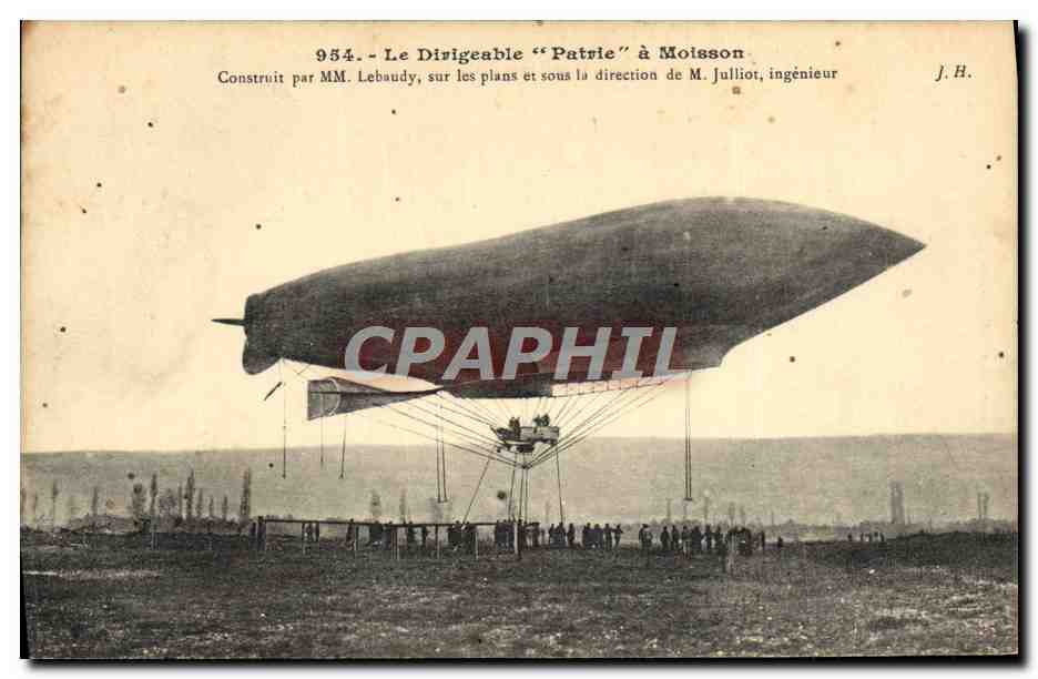 CPA Aviation Dirigeable Patrie a Moisson Zeppelin Lebaudy Julliot 