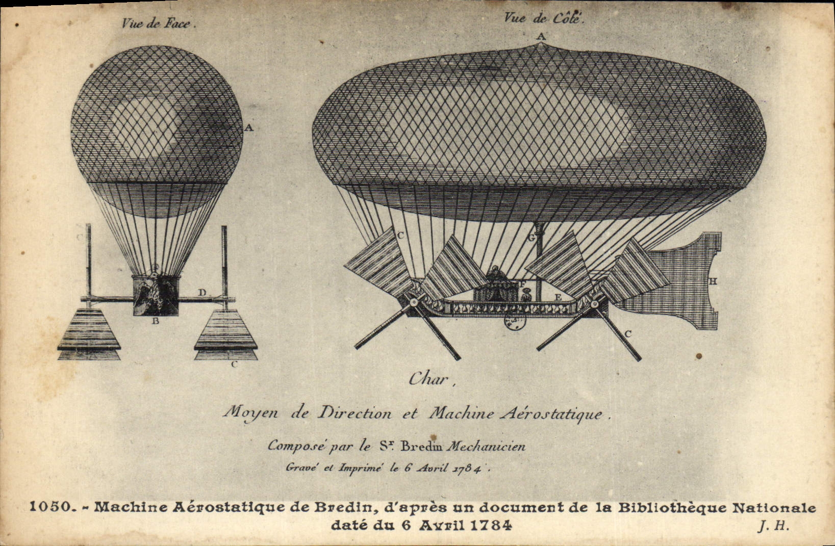 CPA Aviation Dirigeable Zeppelin Machine aerostatique de Bredin Bibliotheque nationale 1784