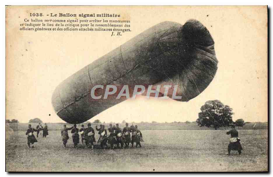 CPA Aviation Dirigeable Zeppelin Le ballon signal militaire 