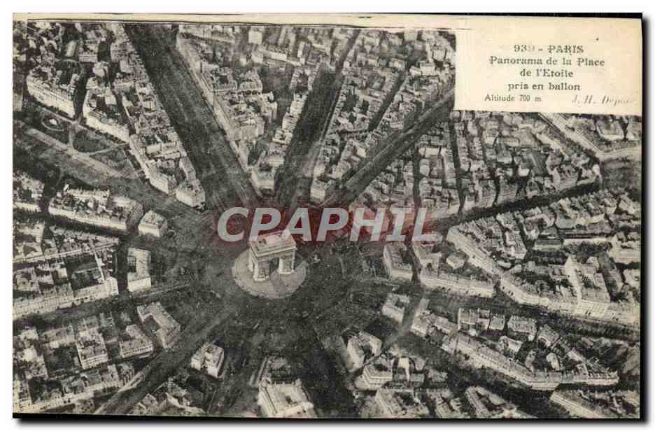 CPA Aviation Dirigeable Zeppelin Panorama de la place de l'Etoile pris en ballon 