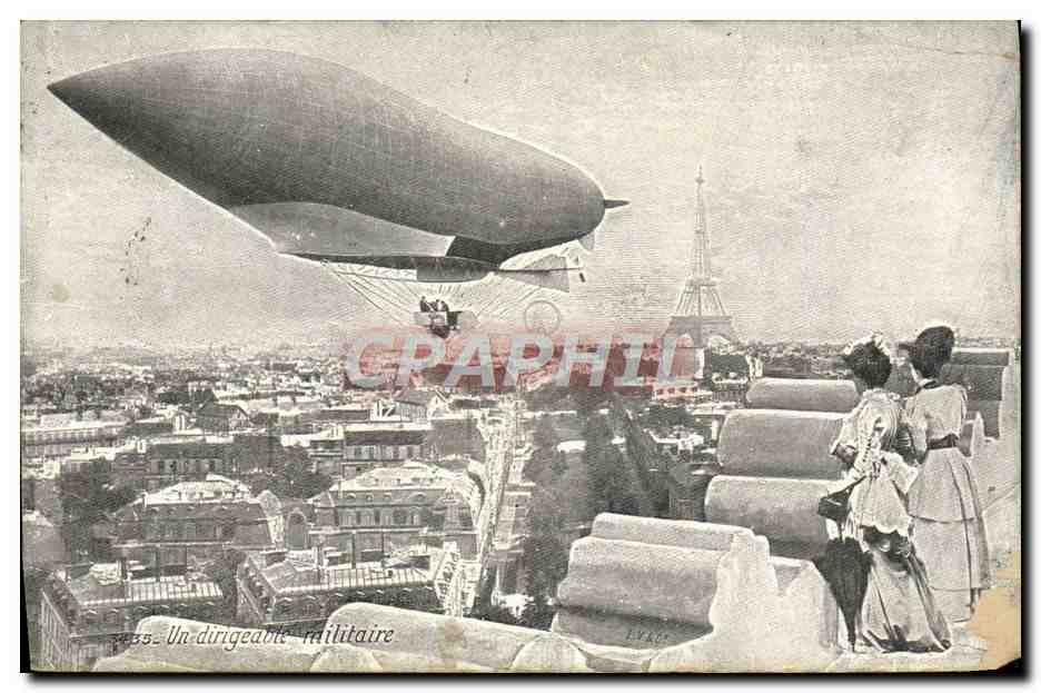 CPA Aviation Dirigeable militaire tour Eiffel Zeppelin 