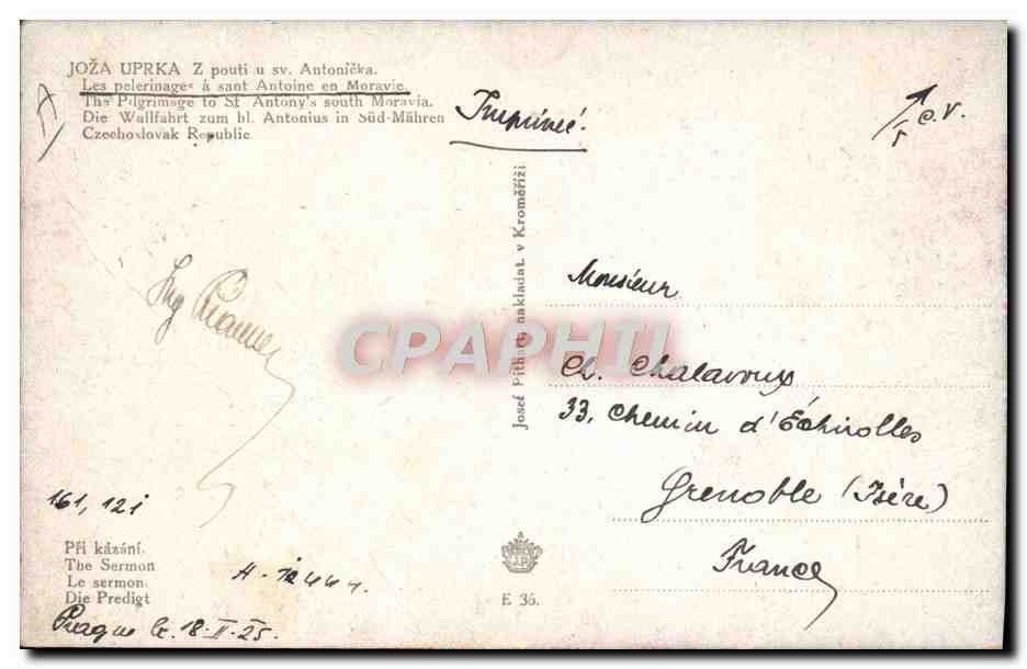 CPA Illustrateur Upkra Josa le pelerinage a St Antoine an Moldavie Roumanie  — Rückseite