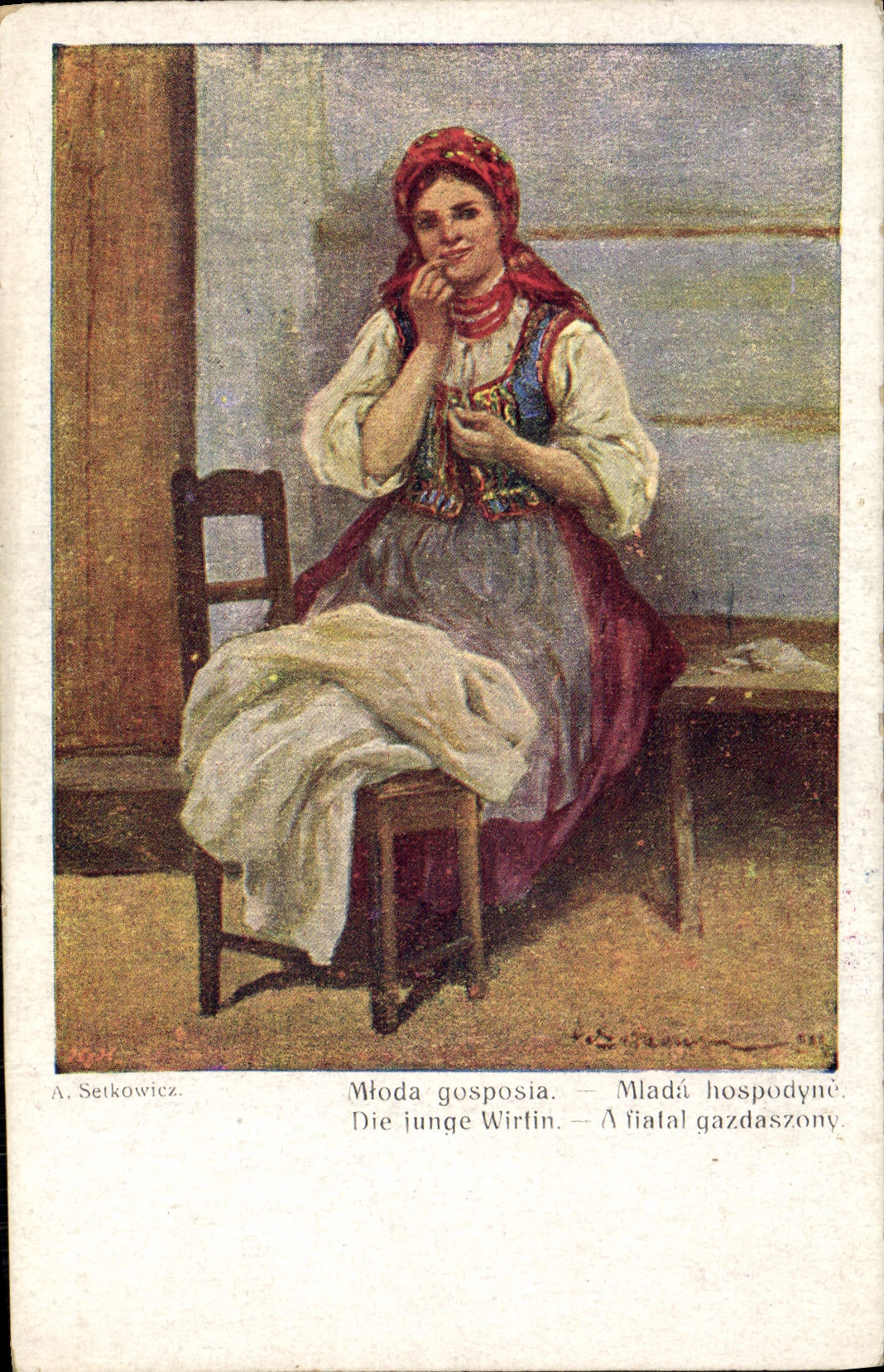 CPA Illustrateur Setkowicz Die junge Wirtin 