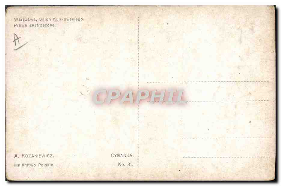 CPA Illustrateur Kozakiewicz Malarstwo Polski — Rückseite