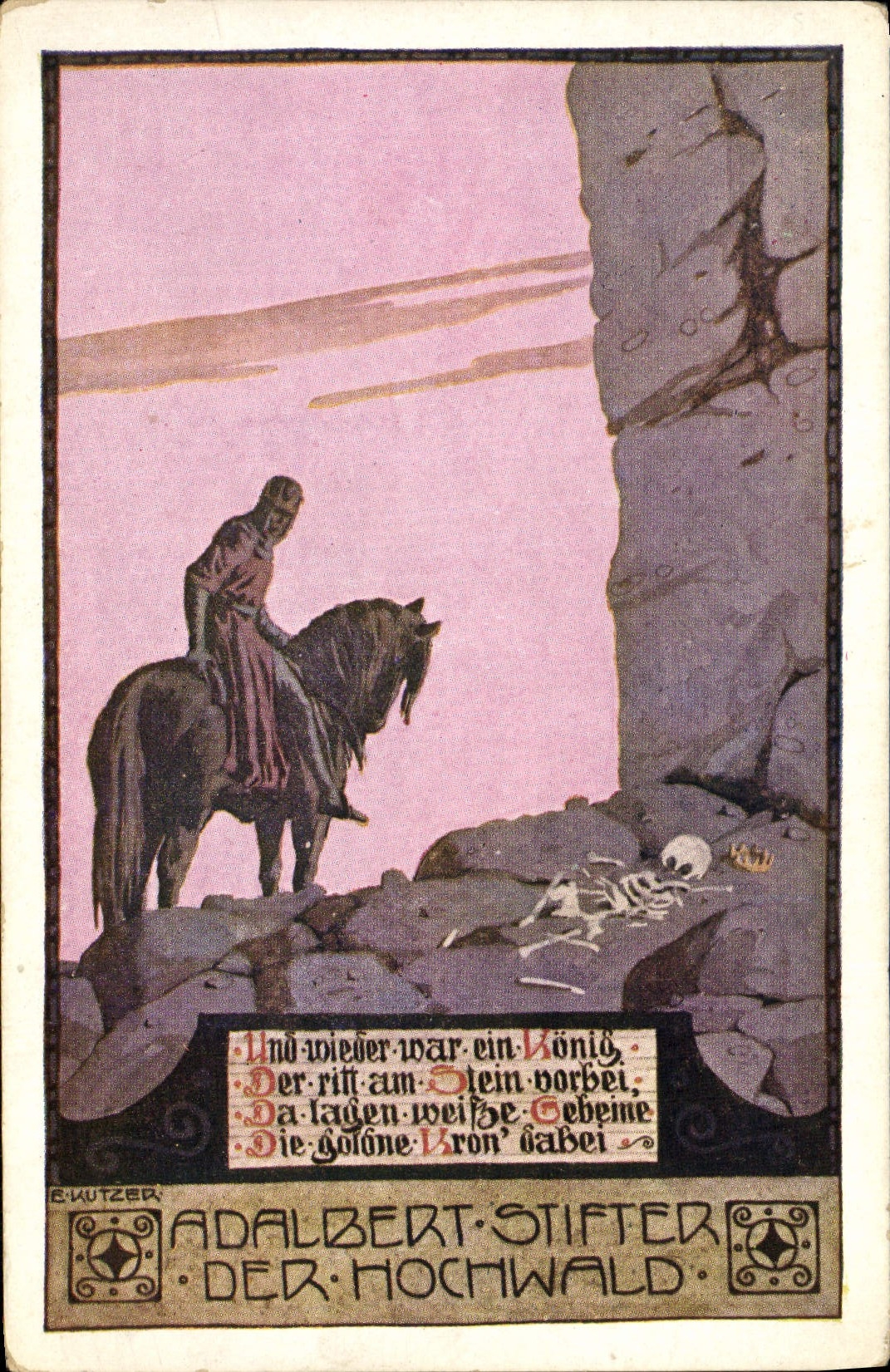 CPA Illustrateur Adalbert Stifter der Hochwald Cheval
