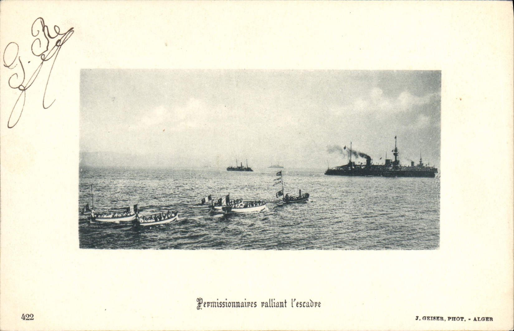 CPA Bateau Guerre Marins Permissionnaires ralliant l'escadre 