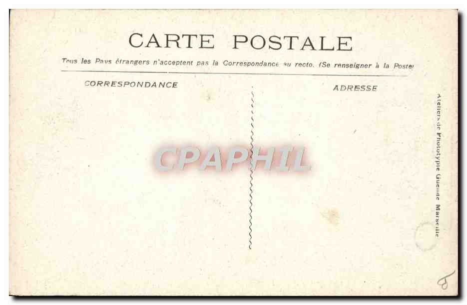 Catastrophe du "Iéna" — Monseigneur Guililibert évêque de Fréjus, le clergé se rendant à la cérémonie — Atelier de Phototype Guéline Marseille — Verso