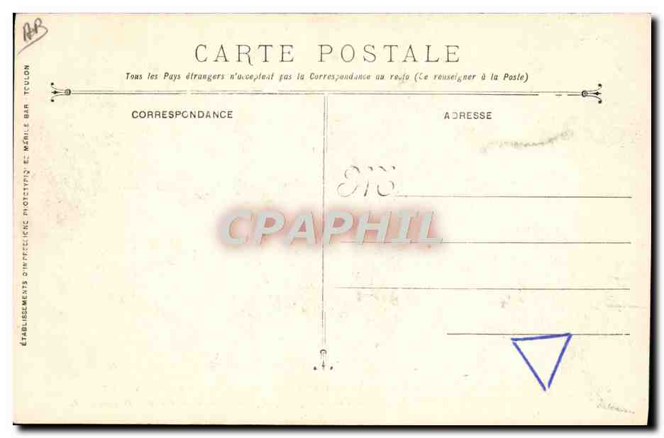 Funérailles des victimes de l'Explosion du Cuirassé LIBERTE — Arsenal de Terre — Éditeur : E. Trulon — Verso