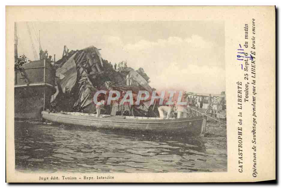 Catastrophe de la LIBERTÉ — Opération de sauvetage à Toulon — Juge édit, Toulon - Repr. Interdite