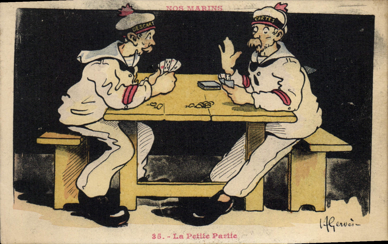 CPA Illustrateur Gervese Nos marins La petite partie Jeux de cartes