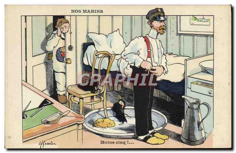 Nos marins — caricature de J. Hffervin — Imprimerie Réunies de France