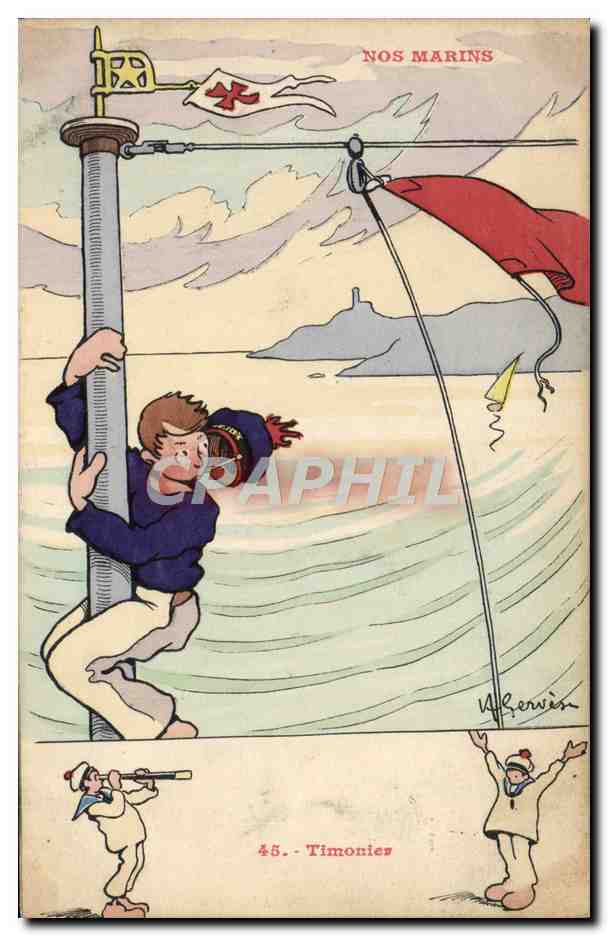 CPA Illustrateur Gervese Nos marins Timonier 