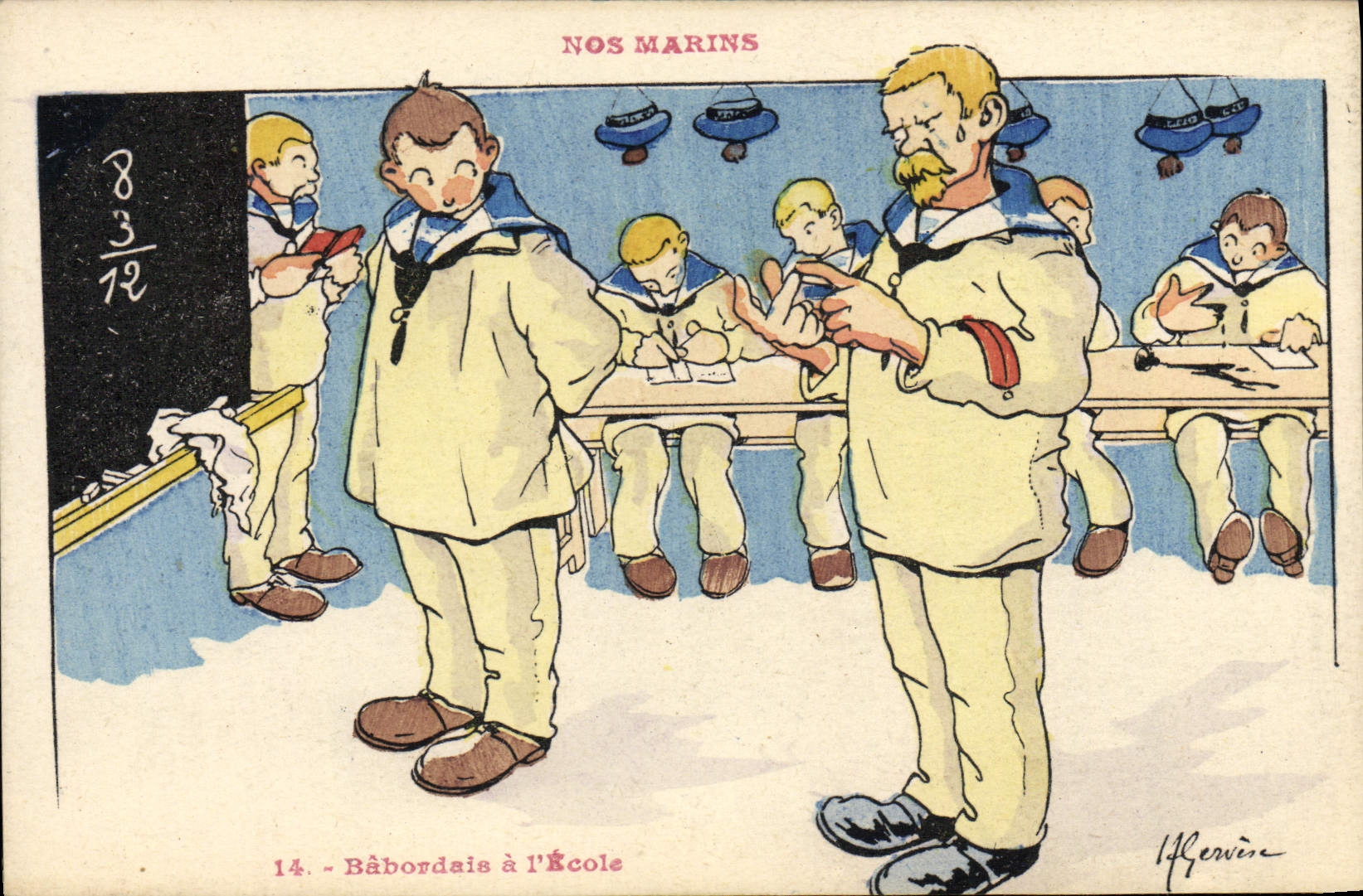 CPA Illustrateur Gervese Nos marins Babordais a l'ecole 