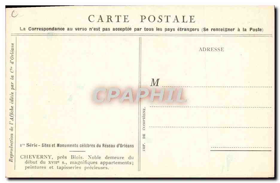 CPA Train Cheverny Chemin de fer de Paris a Orleans Circuits automobiles — Rückseite