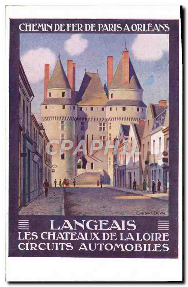 CPA Train Chemin de fer de Paris a Orleans Circuits automobiles Langeais 