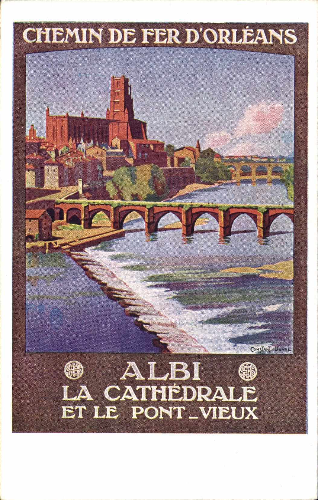 CPA Train Chemin de fer d'Orleans Albi et le pont Vieux