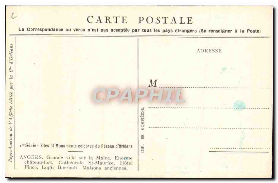 CPA Train Chemin de fer de Paris a Orleans Circuits automobiles Angers — Rückseite