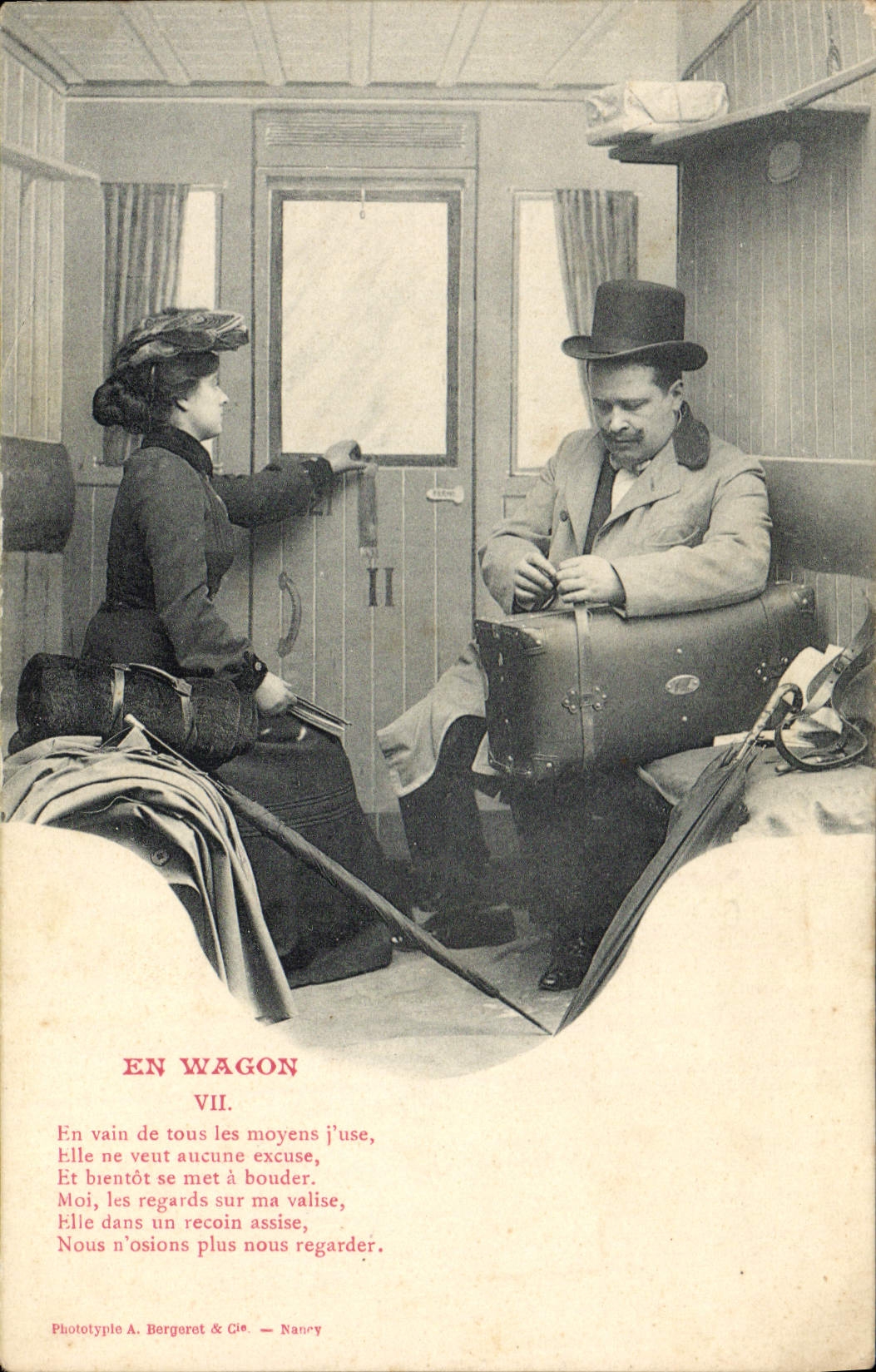 CPA Train en wagon Femme