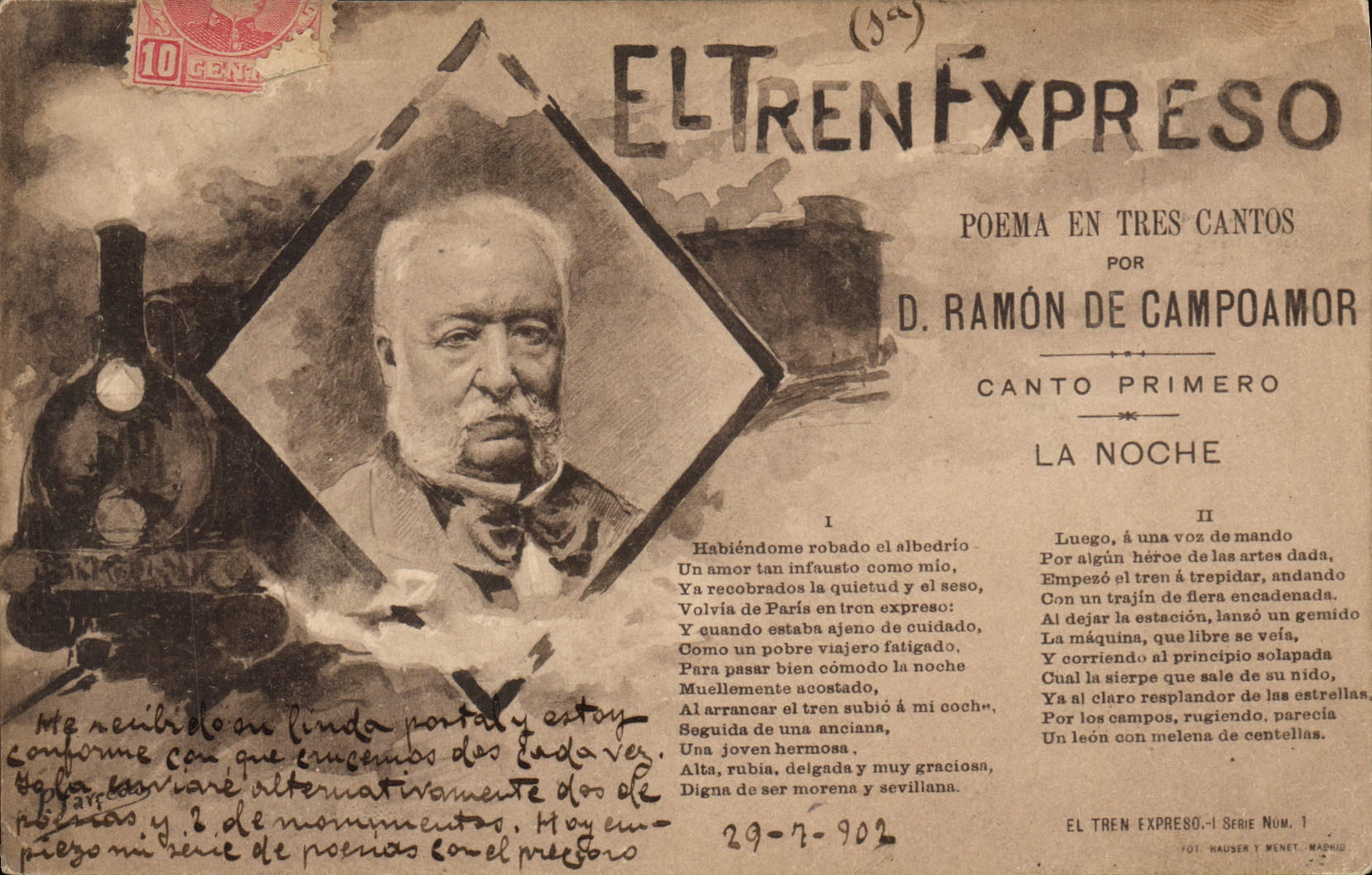 CPA Train Eltren Expreso D Ramon de Campoamor La Noche 