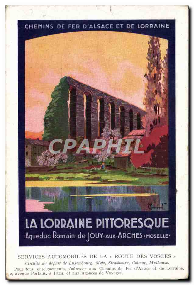 CPA Train Chemin de fer d'Alsace et de Lorraine Aqueduc romain de Jouy aux Arches Moselle 