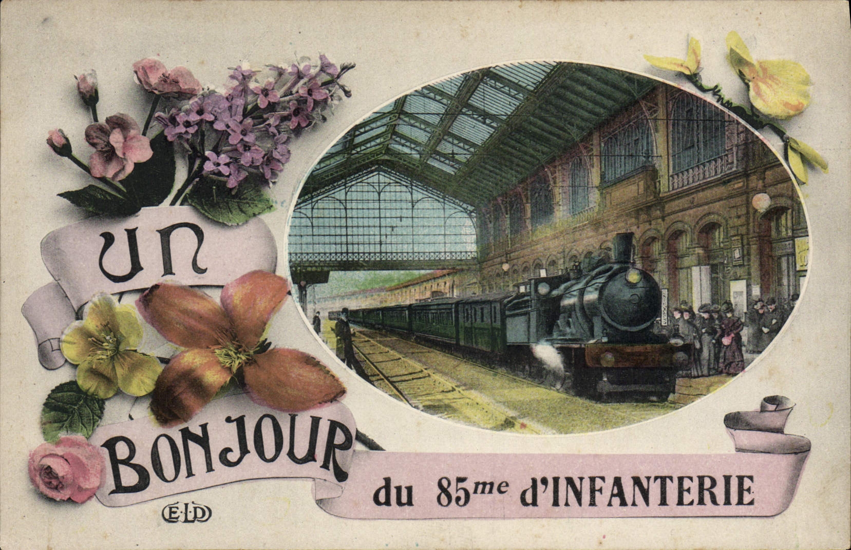 CPA Train Boonjour 85eme d'infanterie Militaria