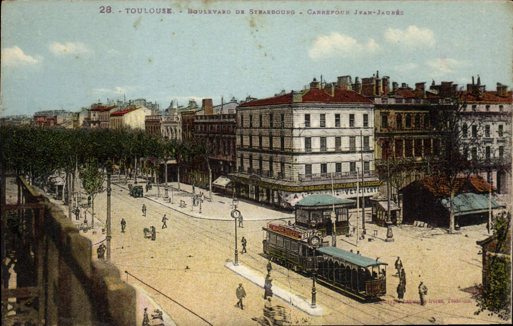 CPA Tramway Train Toulouse Boulevard de Strasbourg Carrefour Jean Jaures 