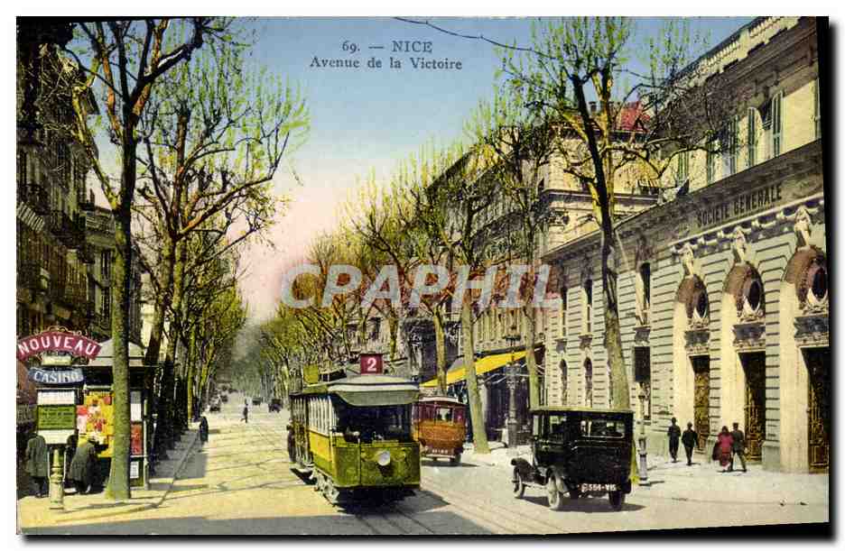 CPA Tramway Train Nice Avenue de la Victoire 