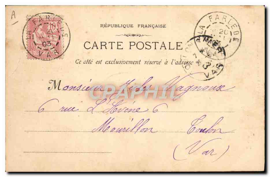 CPA Tramway Train Toulon Place sadit Carnot sadi Carnot — Rückseite