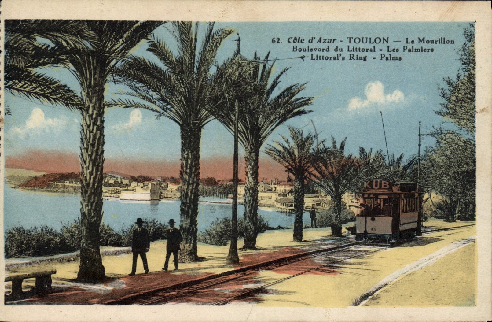 CPA Tramway Train Toulon Le Mourillon Boulevard du littoral Les palmiers 