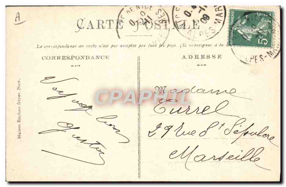 CPA Tramway Train Nice Avenue de la gare Notre Dame — Verso