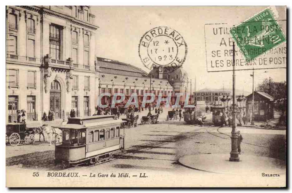 CPA Tramway Train Bordeaux La gare du Midi 