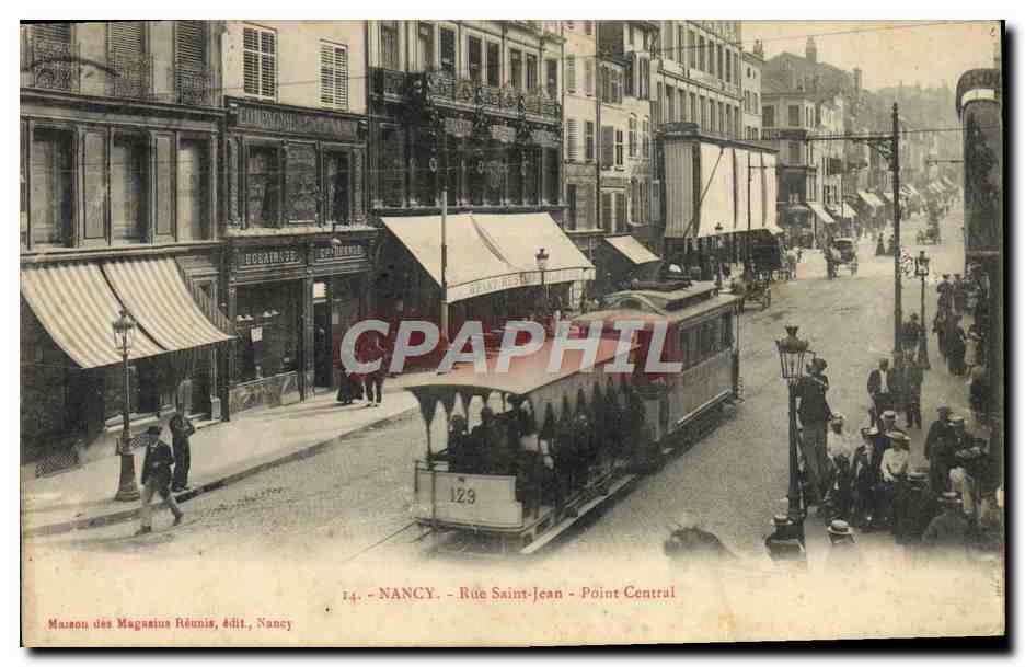 CPA Tramway Train Nancy Rue Saint Jean Point Central 