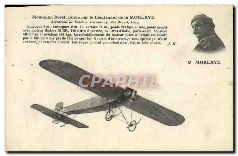 CPA Aviation Avion Monoplan Borel pilote par le lieutenant de la Morlave Aerodrome de Vidamee