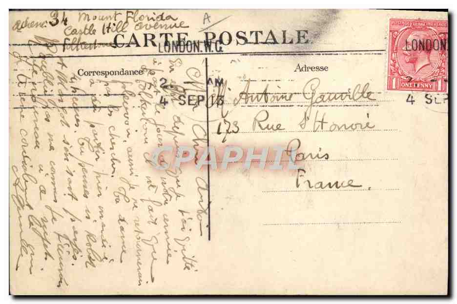 CPA Aviation Avion monoplan Bleriot Conneau Andre Beaumont  — Rückseite