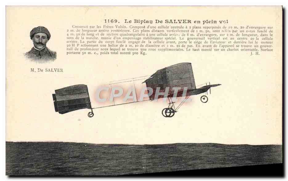 CPA Aviation Avion Biplan de Salver en plein vol