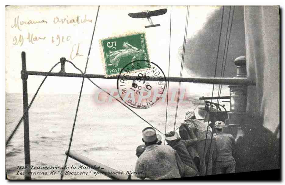 CPA Aviation Avion Traversee de la Manche Les marins de l'Escopette apercoivent Bleriot 