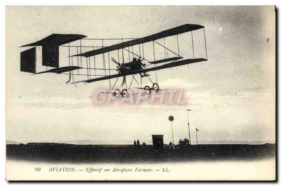 CPA Aviation Avion Effiniof sur aeroplane Farman