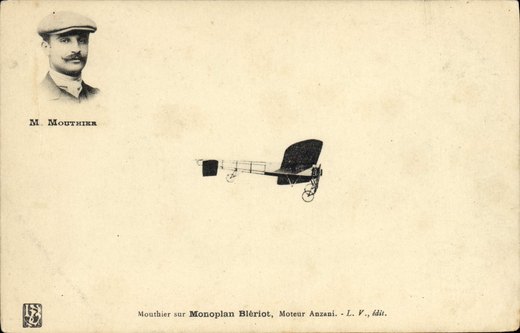 CPA Aviation Avion Mouthier sur monoplan Bleriot Moteur Anzani 