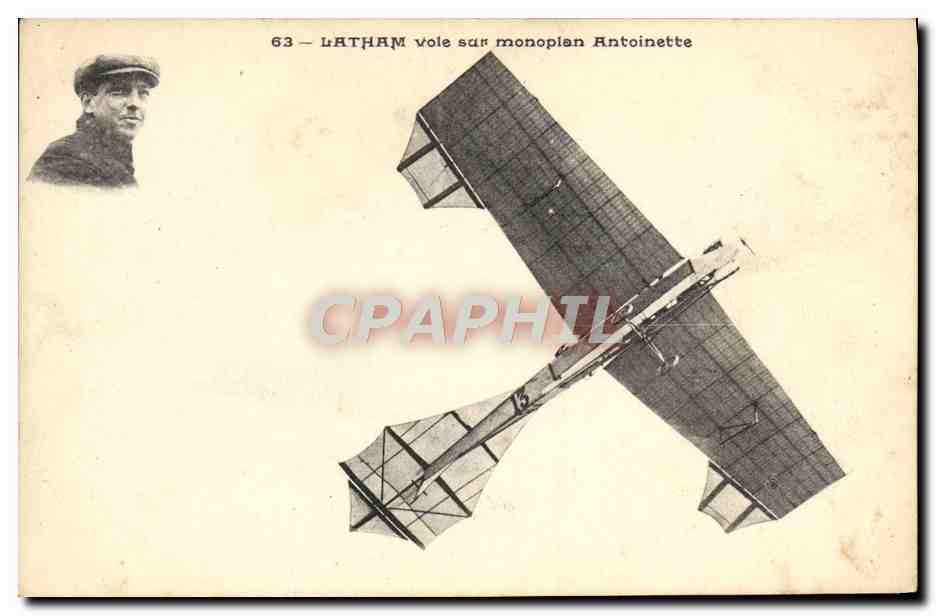 CPA Aviation Avion latham vole sur monoplan Antoinette