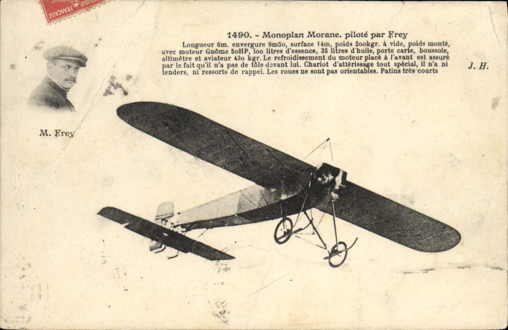 CPA Aviation Avion Monoplan Morane pilote par Frey 