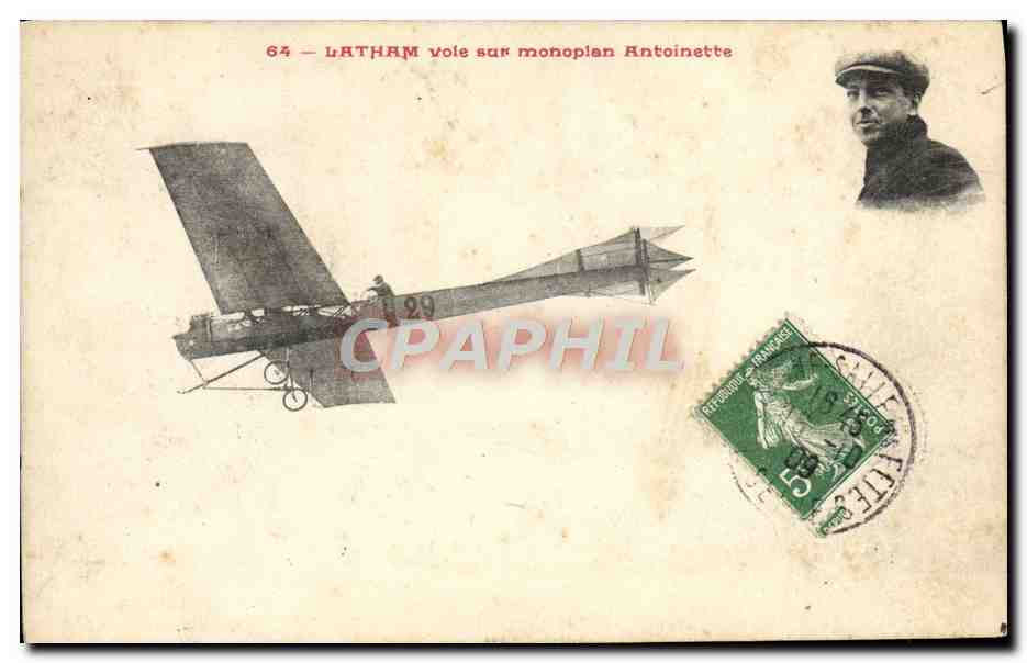 CPA Aviation Avion Latham vole sur monoplan Antoinette