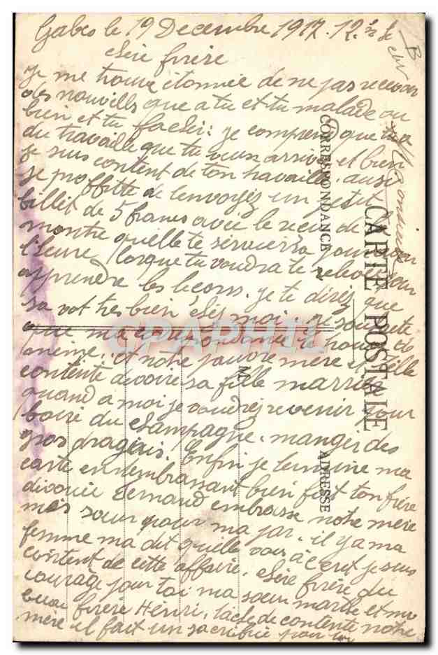 CPA Aviation Avion Campagne 1915 1917 Vol et preparatifs de depart d'aeroplane  — Rückseite