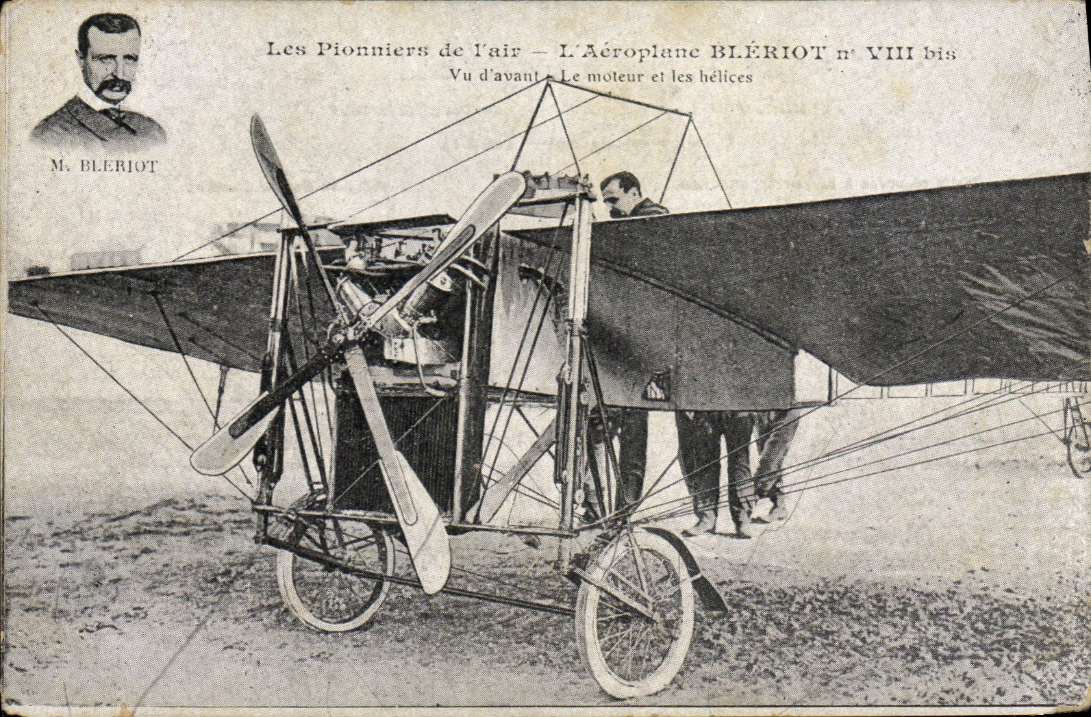 CPA Aviation Avion Aeroplane Bleriot Vu d'avant le moteur et les helices 