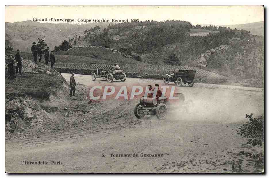 CPA Automobile Circuit d'Auvergne coupe gordon Bennett 1905 Tournant du gendarme