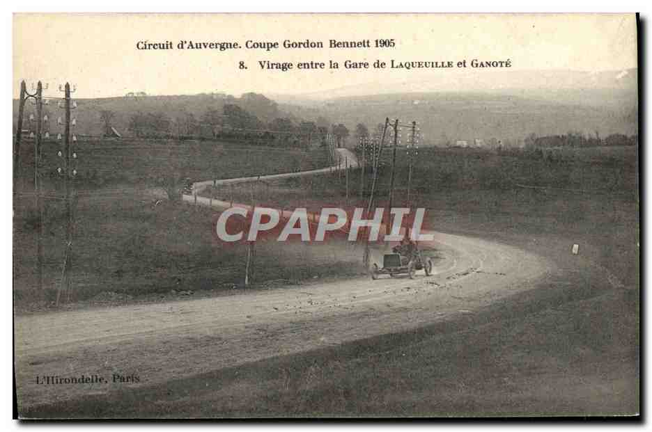 CPA Automobile Circuit d'Auvergne coupe gordon Bennett 1905 Virage entre la gare de Laqueille et Ganote