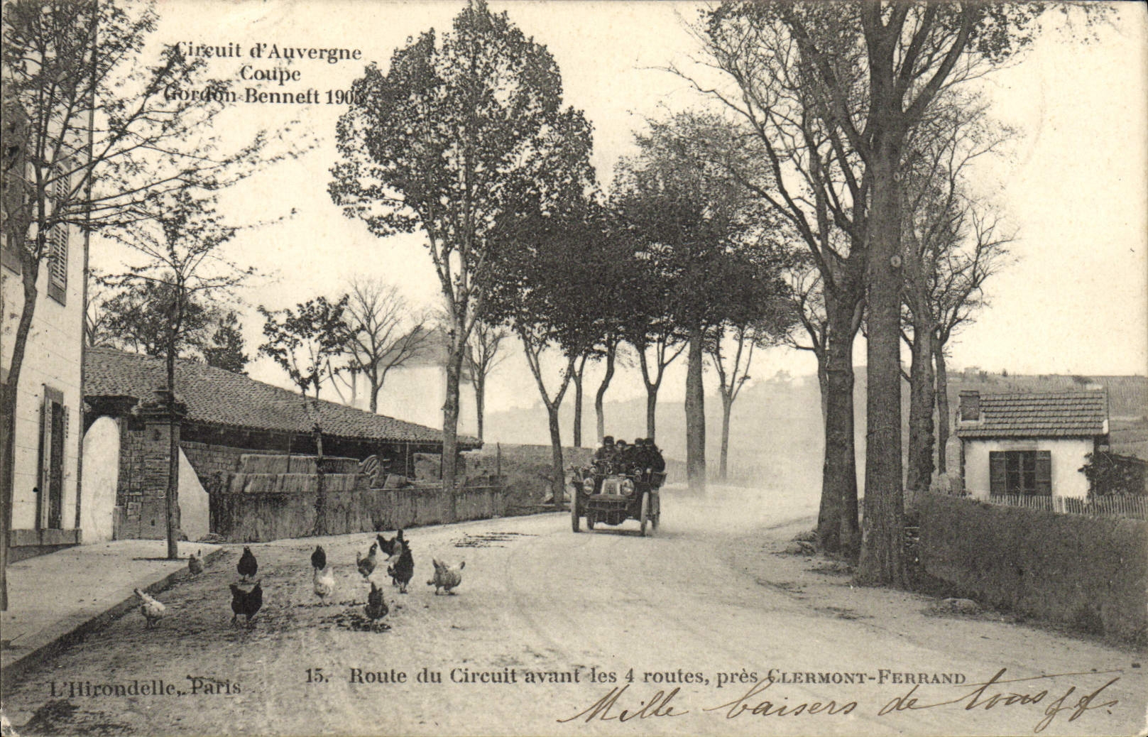 CPA Automobile Circuit d'Auvergne coupe gordon Bennett 1905 Route du circuit avant les 4 routes pres Clermont Ferrand 